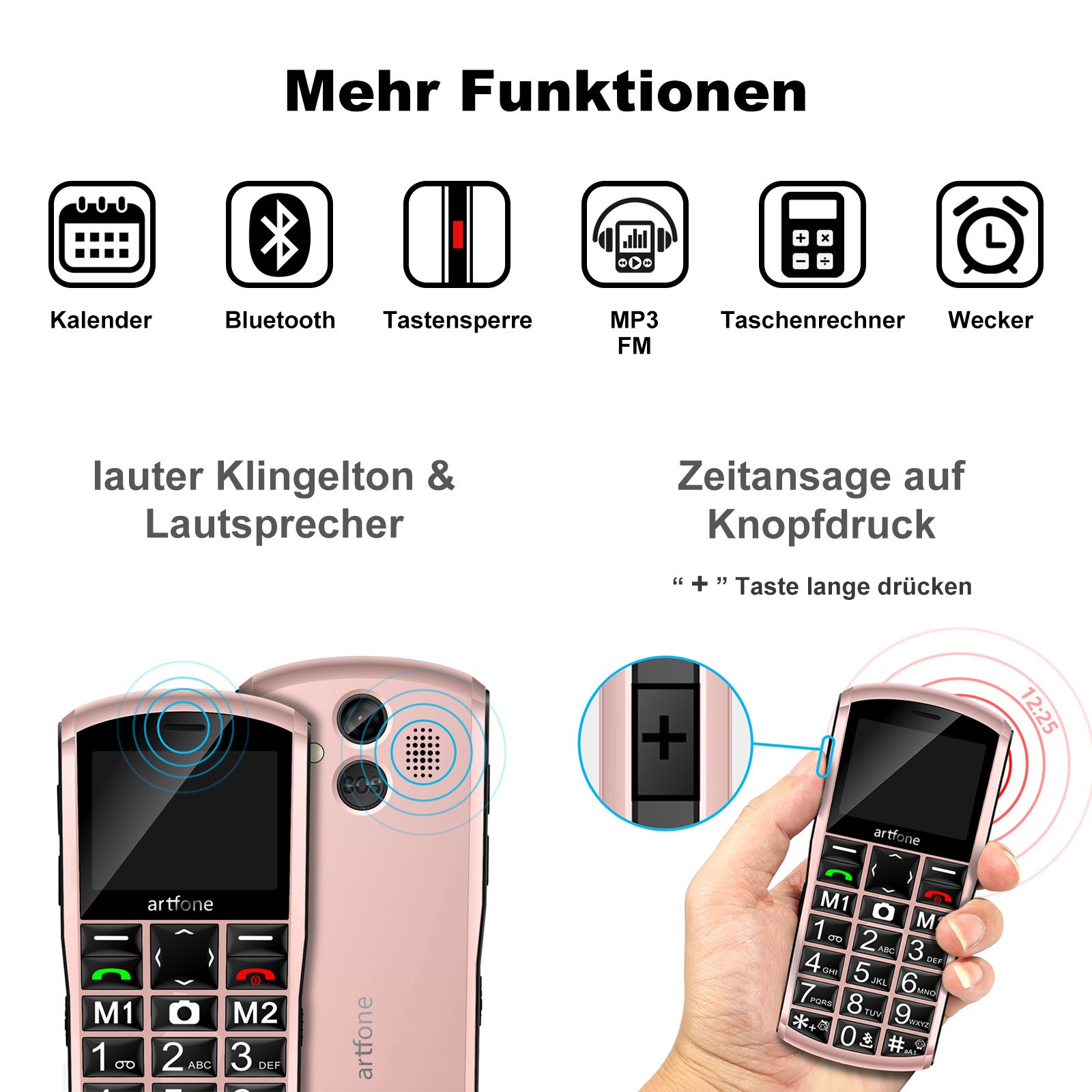 artfone Seniorenhandy A400 Dual Sim mit Notruftaste