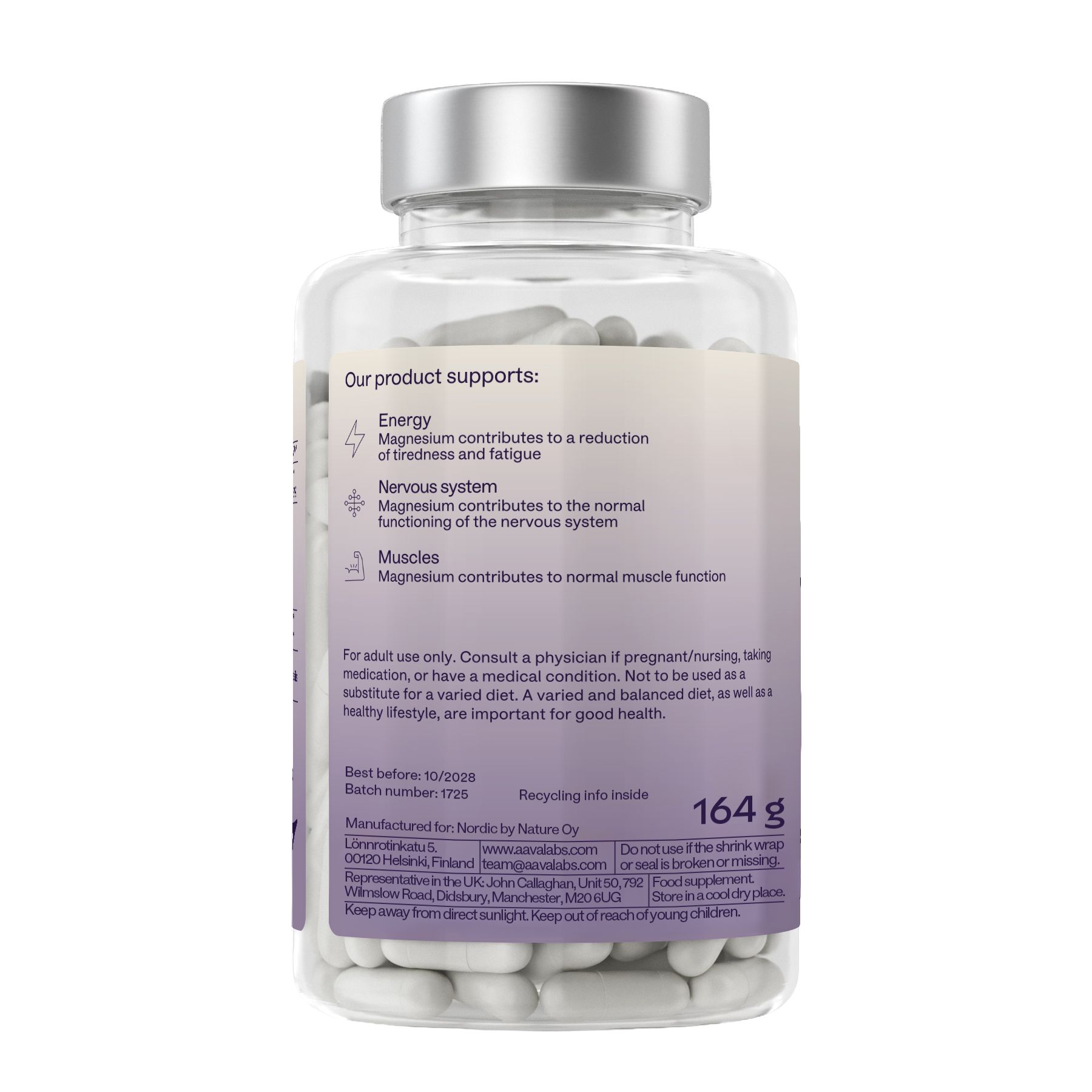 Aavalabs Hochdosiertes Magnesium Komplex 1651mg | Bisglycinat, Citrate, Malat uvm. | 180 Kapseln