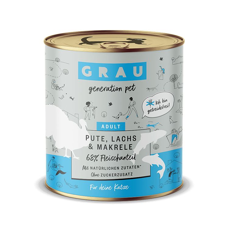 Grau Katze Pute, Lachs & Makrele 6x800 g Futter