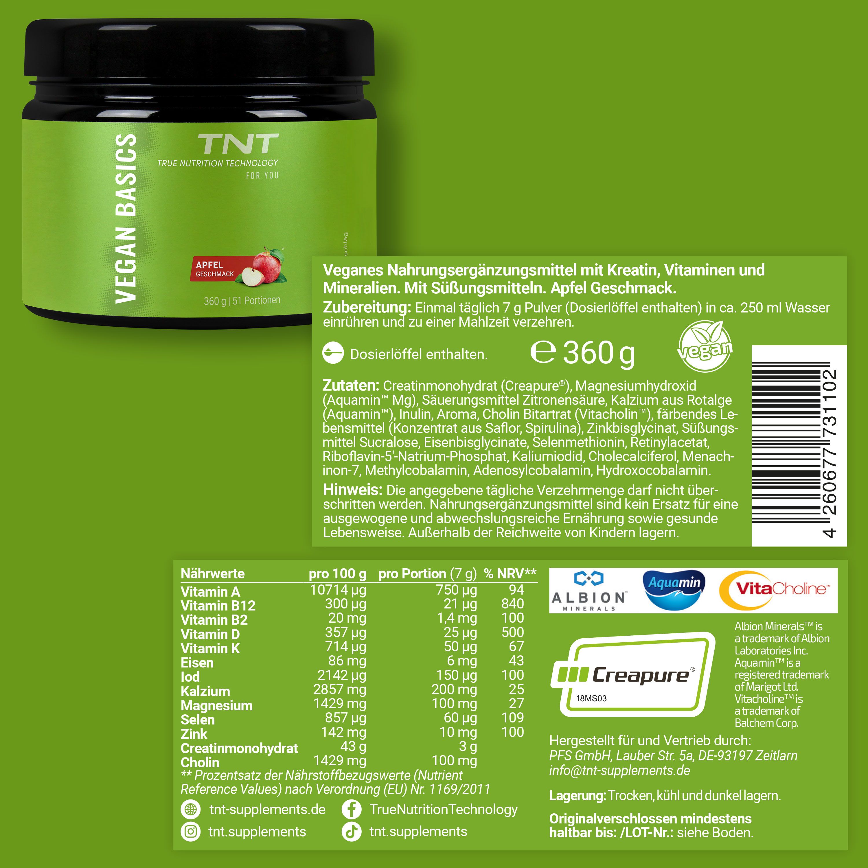 TNT Vegan Basics - Multivitamin, Mineralien und Creatine