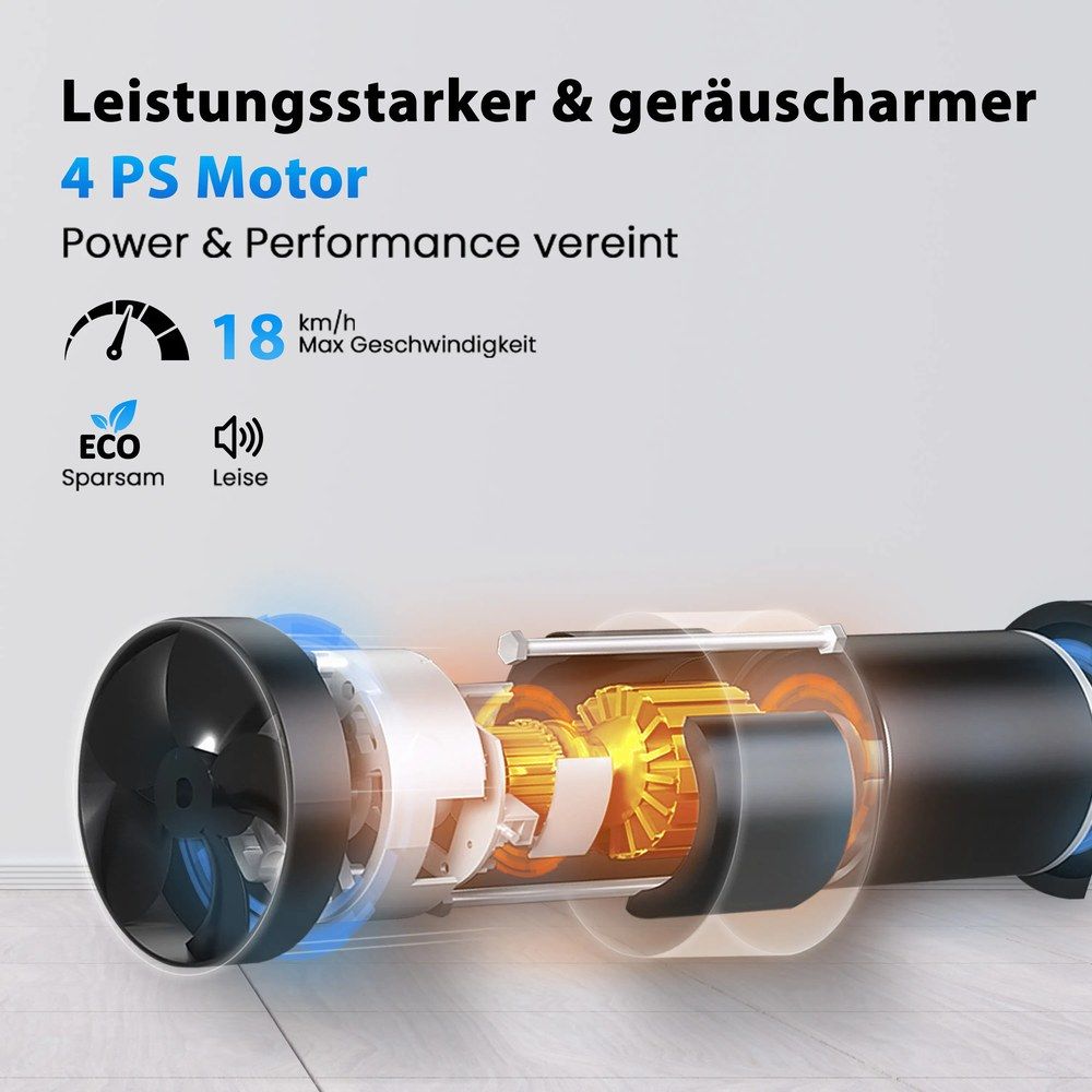Detailansicht des Motors und des Lüfters des Laufbands T16.