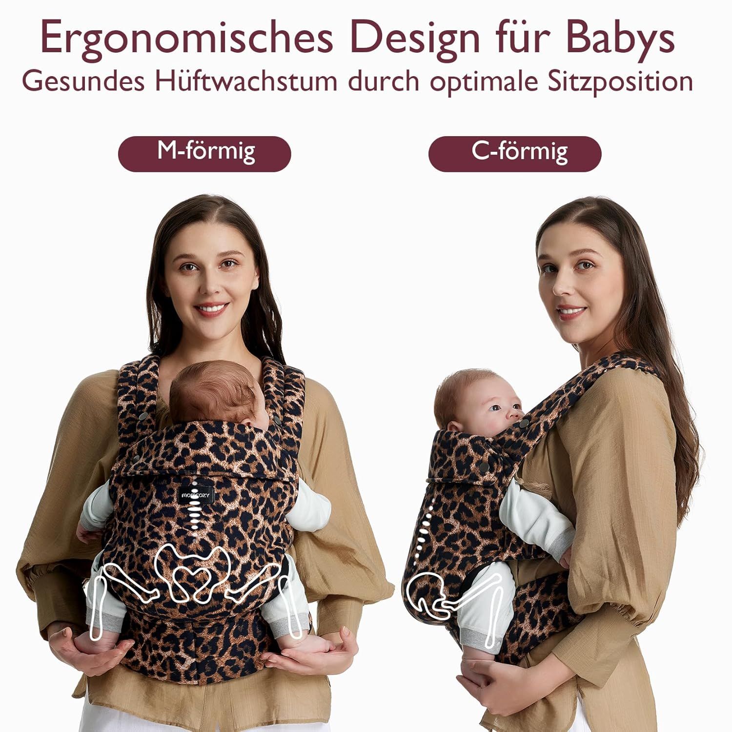 Momcozy Baby Trage - Leichte & Atmungsaktive Leopard