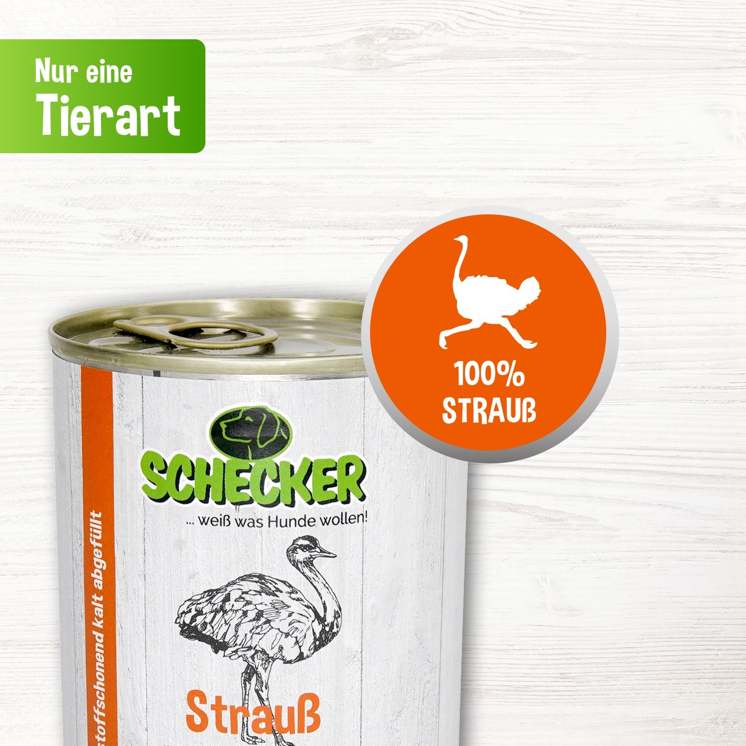 Schecker Strauss PUR Nassfutter - aus frischem Fleisch - in bester Qualität - getreidefrei