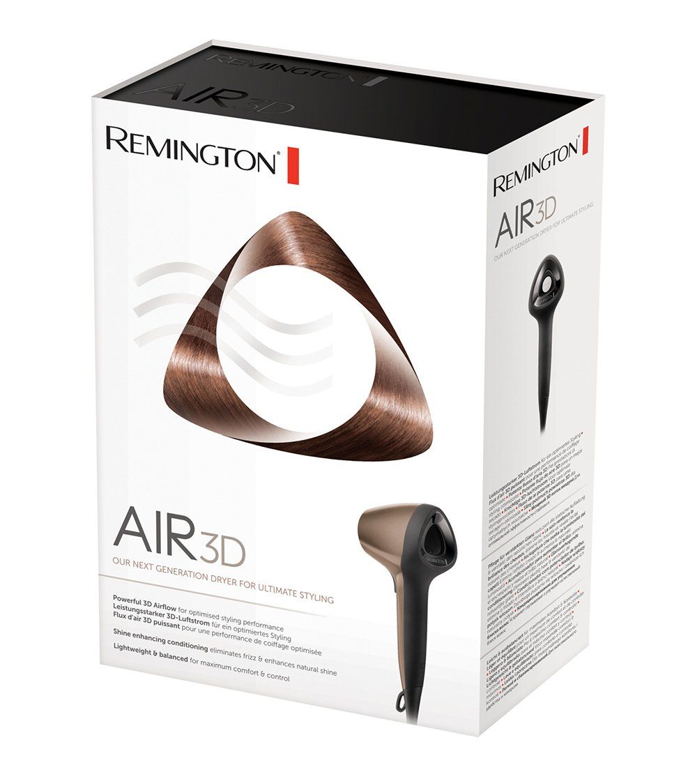 REMINGTON Haartrockner Air3D D7777 110km/h Luftstrom Ionen Diffusor LED 1800W