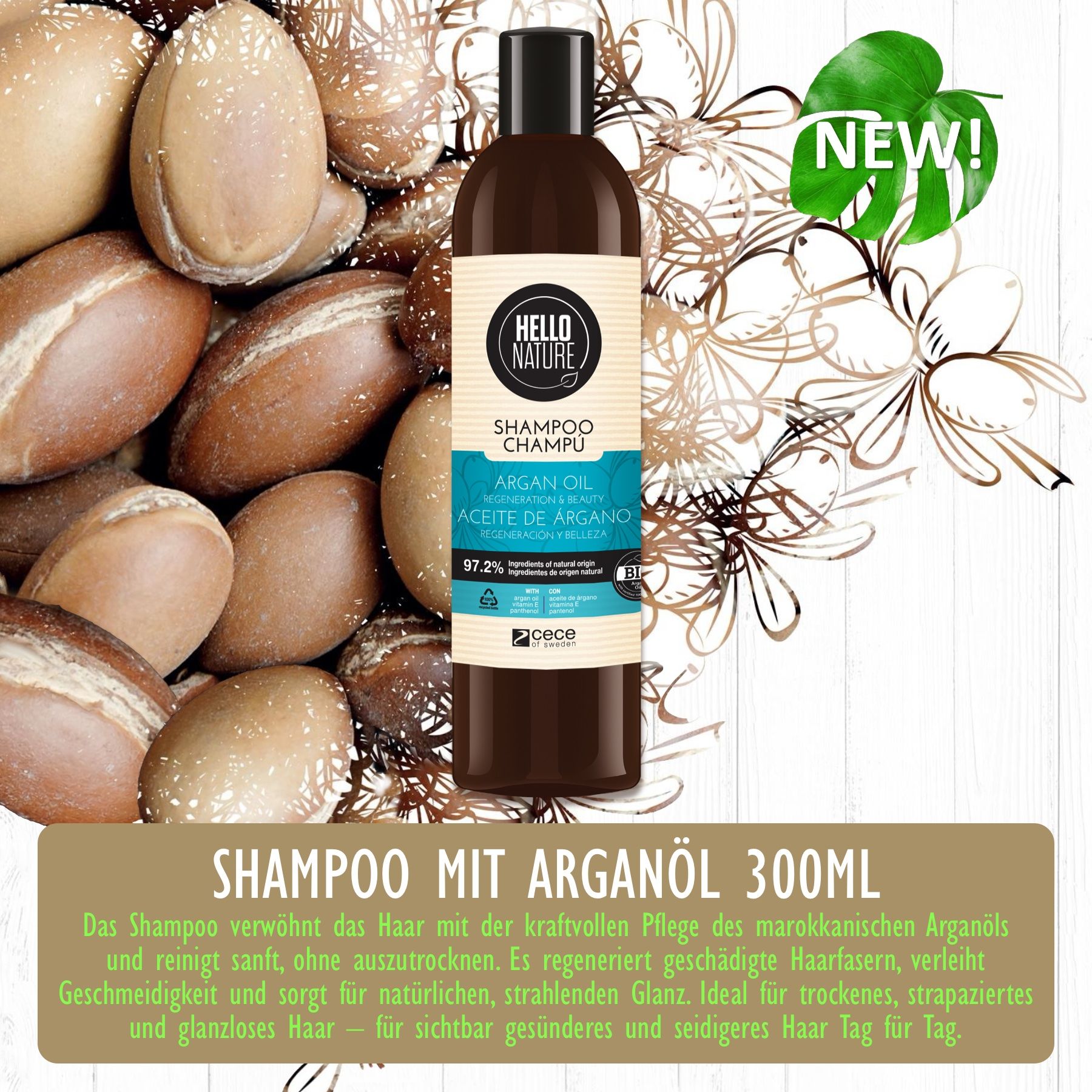 Hello Nature Haarshampoo für Haarpflege mit Arganöl