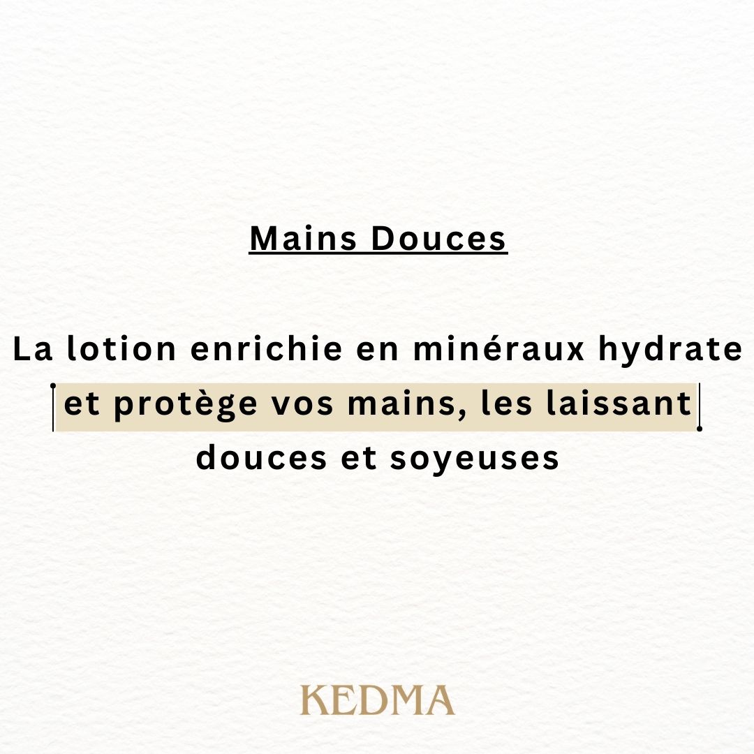 Texte : Éclat Instantané. Le tampon de polissage procure une brillance naturelle en quelques secondes, sans vernis. KEDMA.
