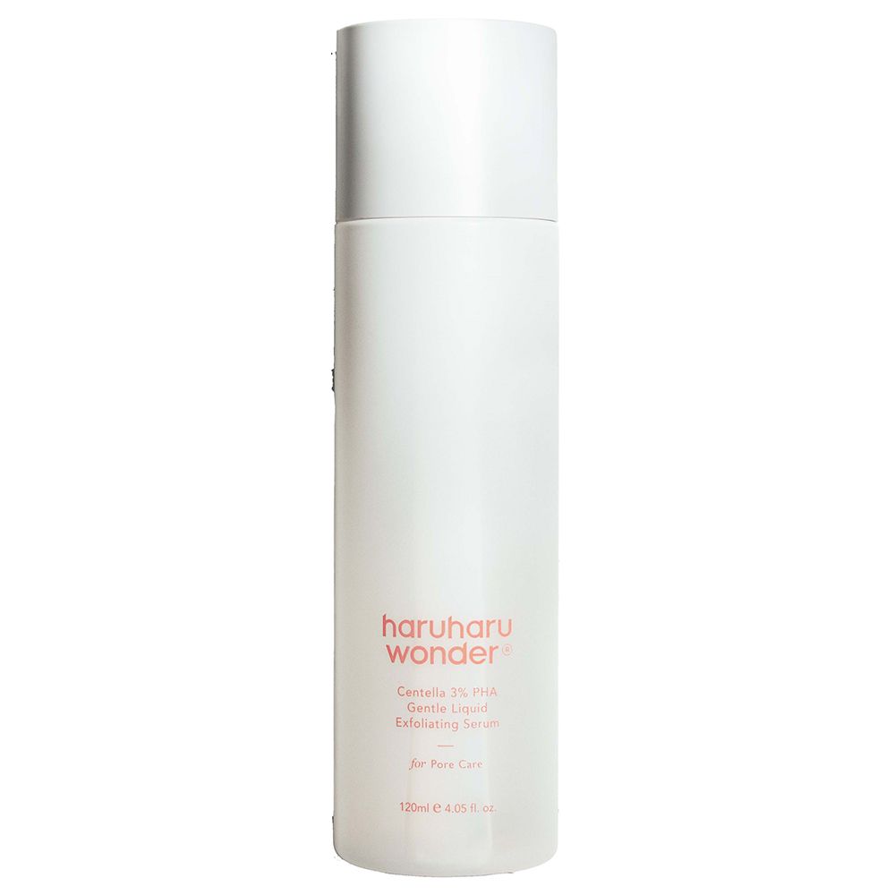 Tropfen des HaruHaru Wonder Serums, die seine leichte, schnell einziehende Textur zeigen.