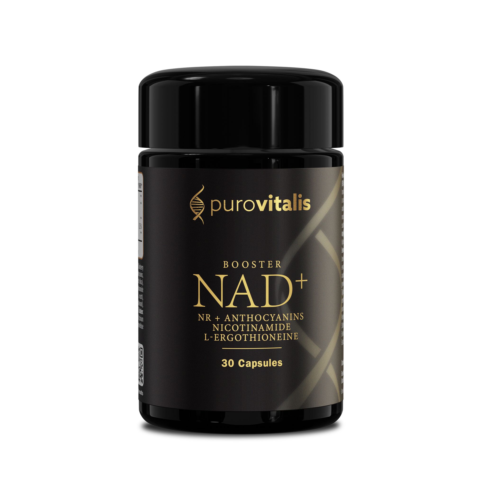 Purovitalis NAD+ Booster con NR, Vitamina B3, L-ERGO, e Antiossidanti – Energia