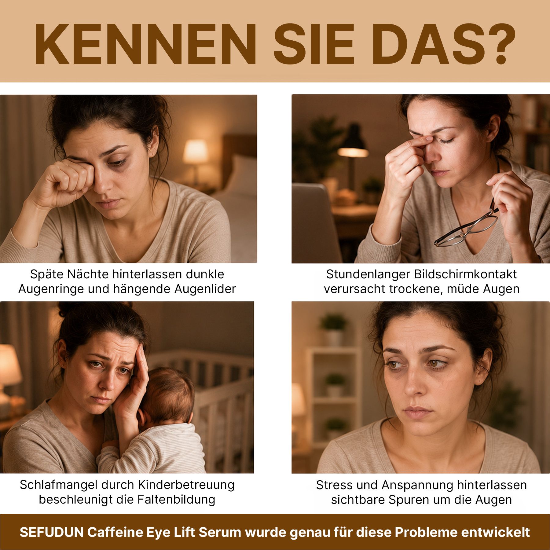ALIVER Augenserum mit Koffein Kollagen Hyaluronic Acid