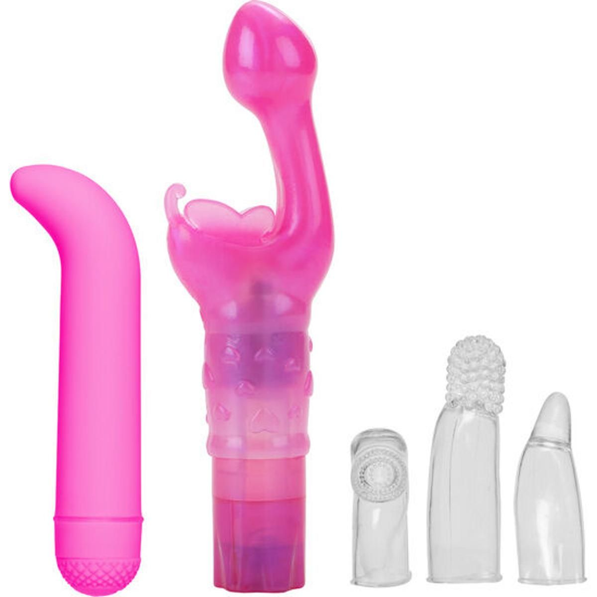 Toy-Kit "G-Spot" | inkl. Massagegerät, 3 Massagehülsen, Schmetterlingskuss | California Exotics