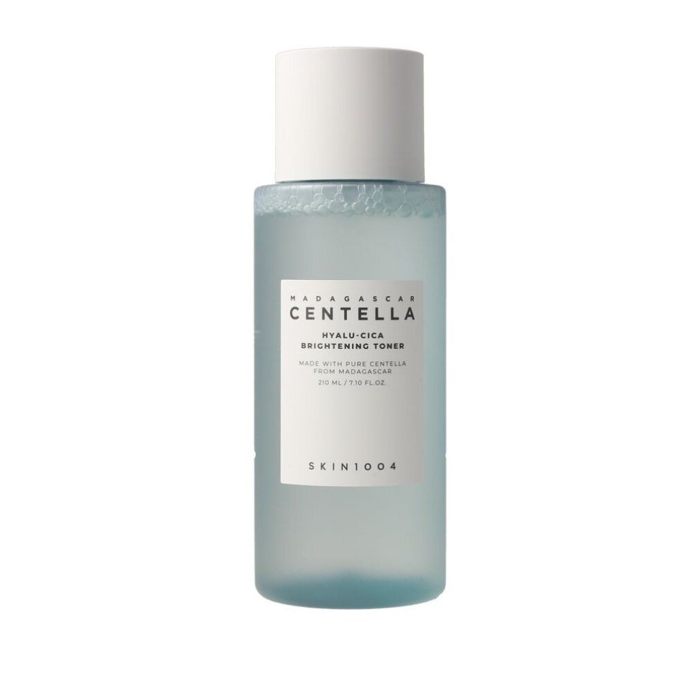 SKIN1004 Hyalu-Cica Brightening Toner in mattblauem Flakon mit weißem Verschluss.