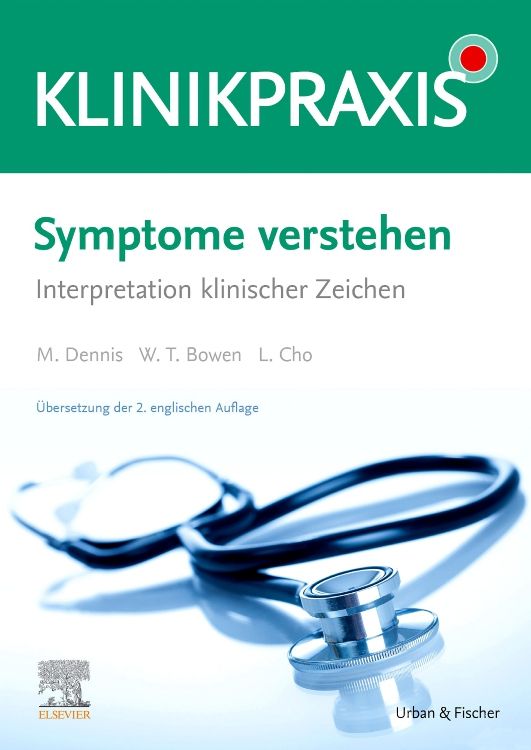 Buchcover mit Titel „Symptome verstehen“. Untertitel: Interpretation klinischer Zeichen. Stethoskop im Vordergrund.