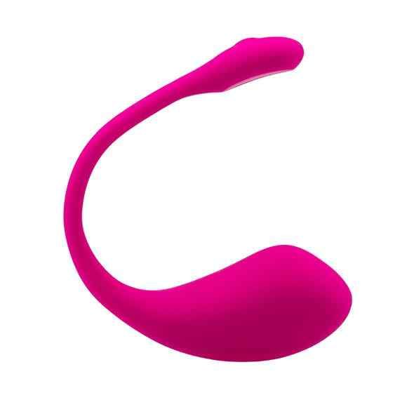 Rosa Ei-Vibrator. Der Vibrator hat eine geschwungene Form.