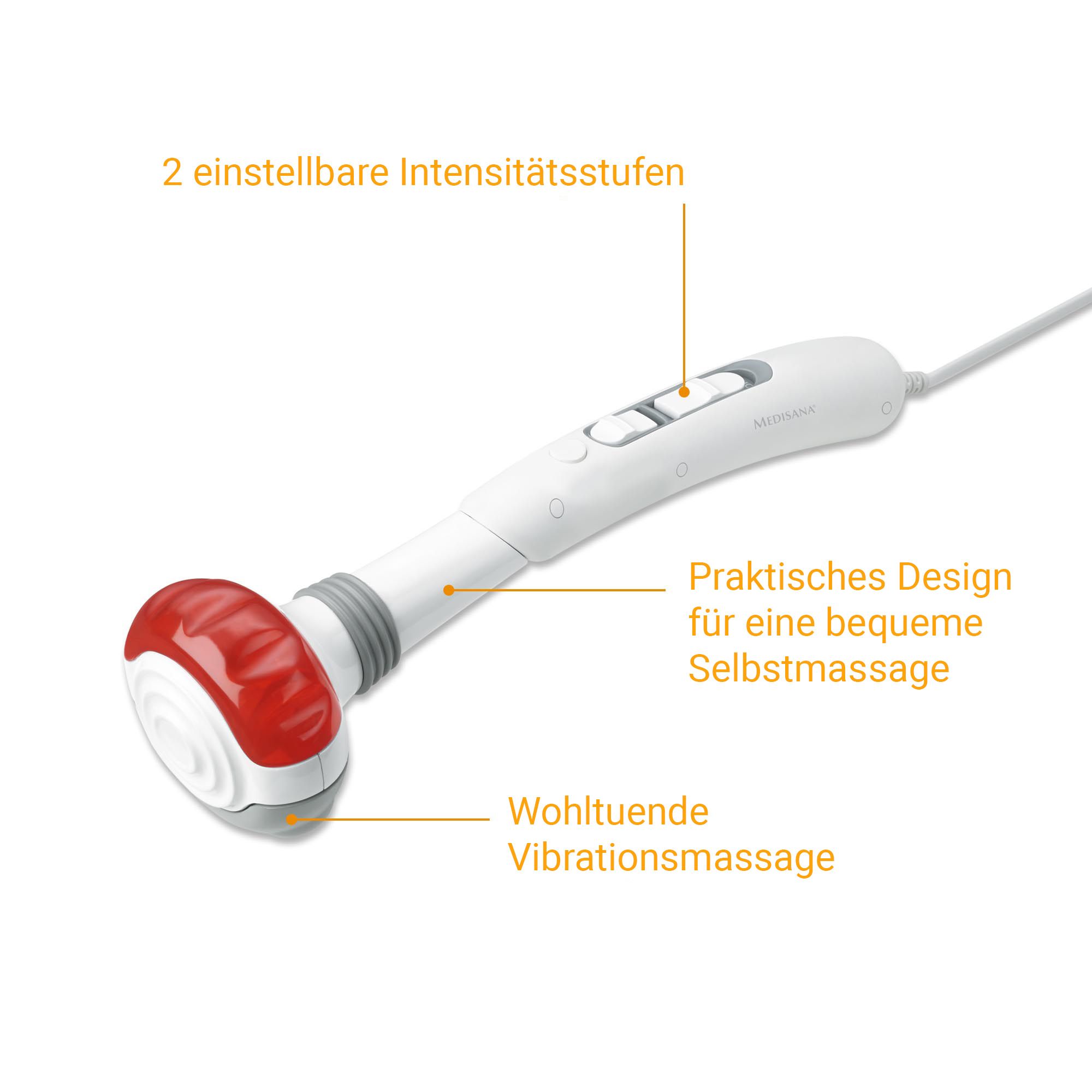 Medisana Handmassagegerät mit 2 Intensitätsstufen und Vibrationsmassage.