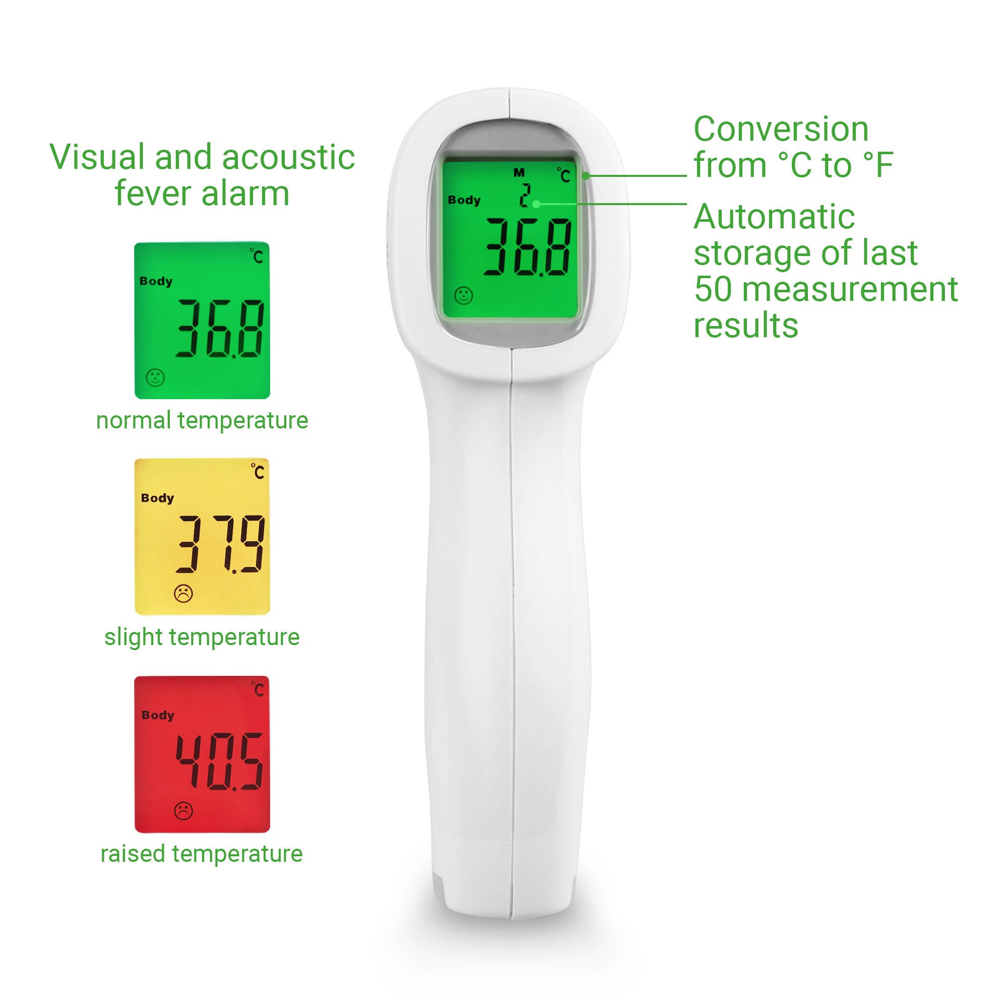 medisana TM A79 kontaktlos Infrarot Thermometer | Fieberthermometer | Speicherfunktion | Fieberalarm