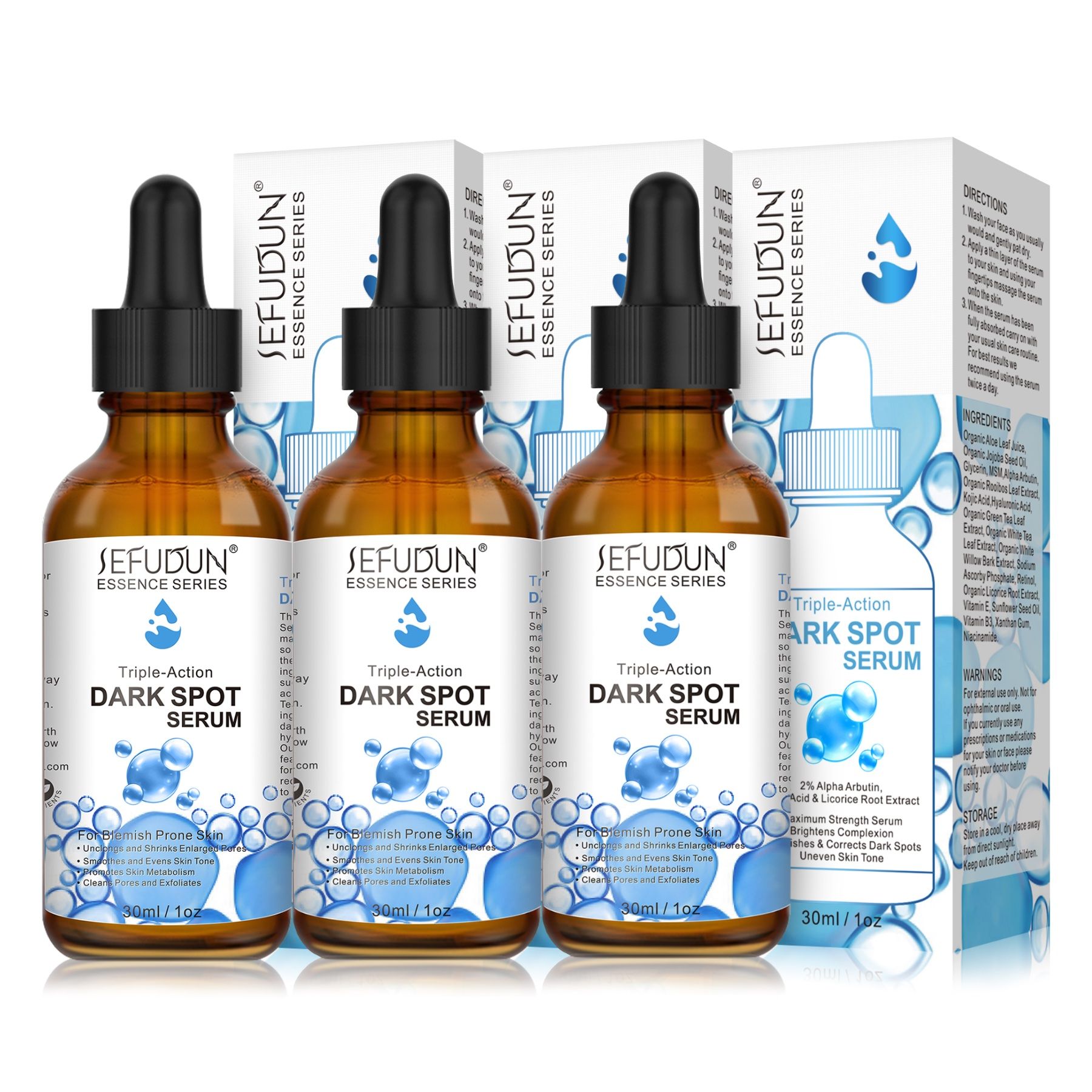 Sefudun Niacinamide Gesichtsserum gegen Pigmentflecken Dark Spot 3x30 ml Serum