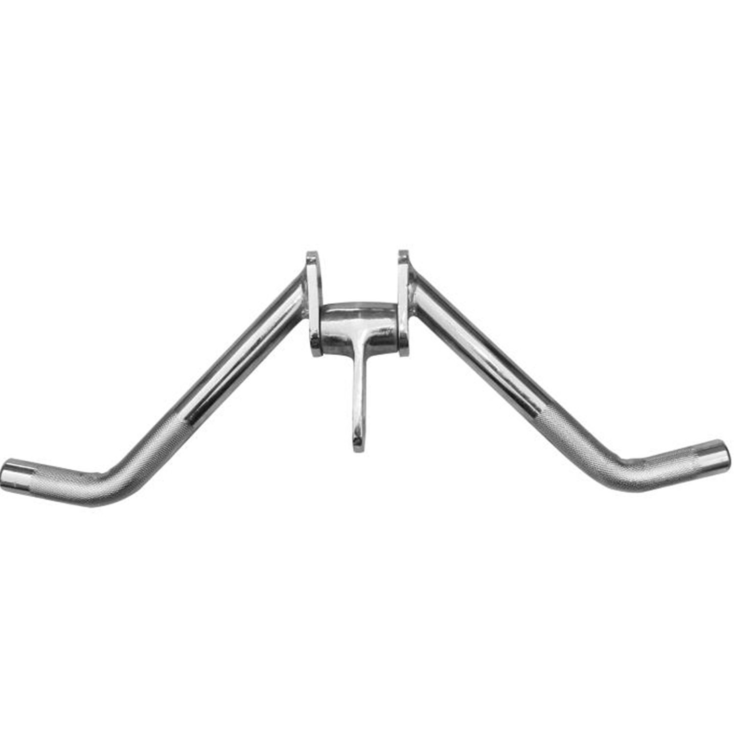 Trizeps Curl Griff aus Metall. Zwei gebogene Griffe, verbunden durch ein zentrales Element.