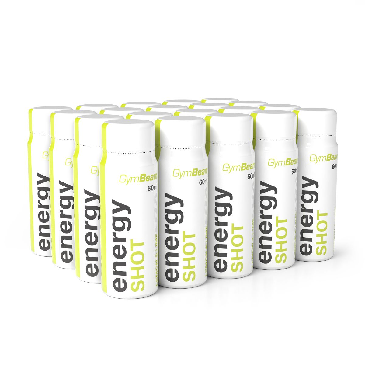 GymBeam Energy Shot integratore pre-allenamento liquido con caffeina, guaranà e tè, Lemon - Lime