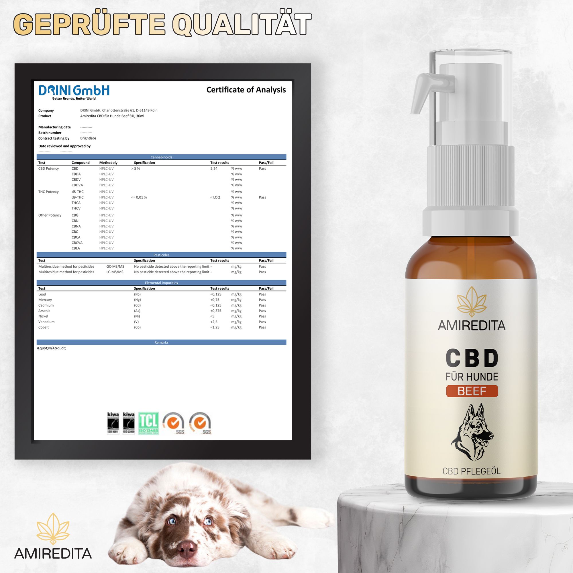 Amiredita CBD Öl Hunde 1500mg - Rindaroma