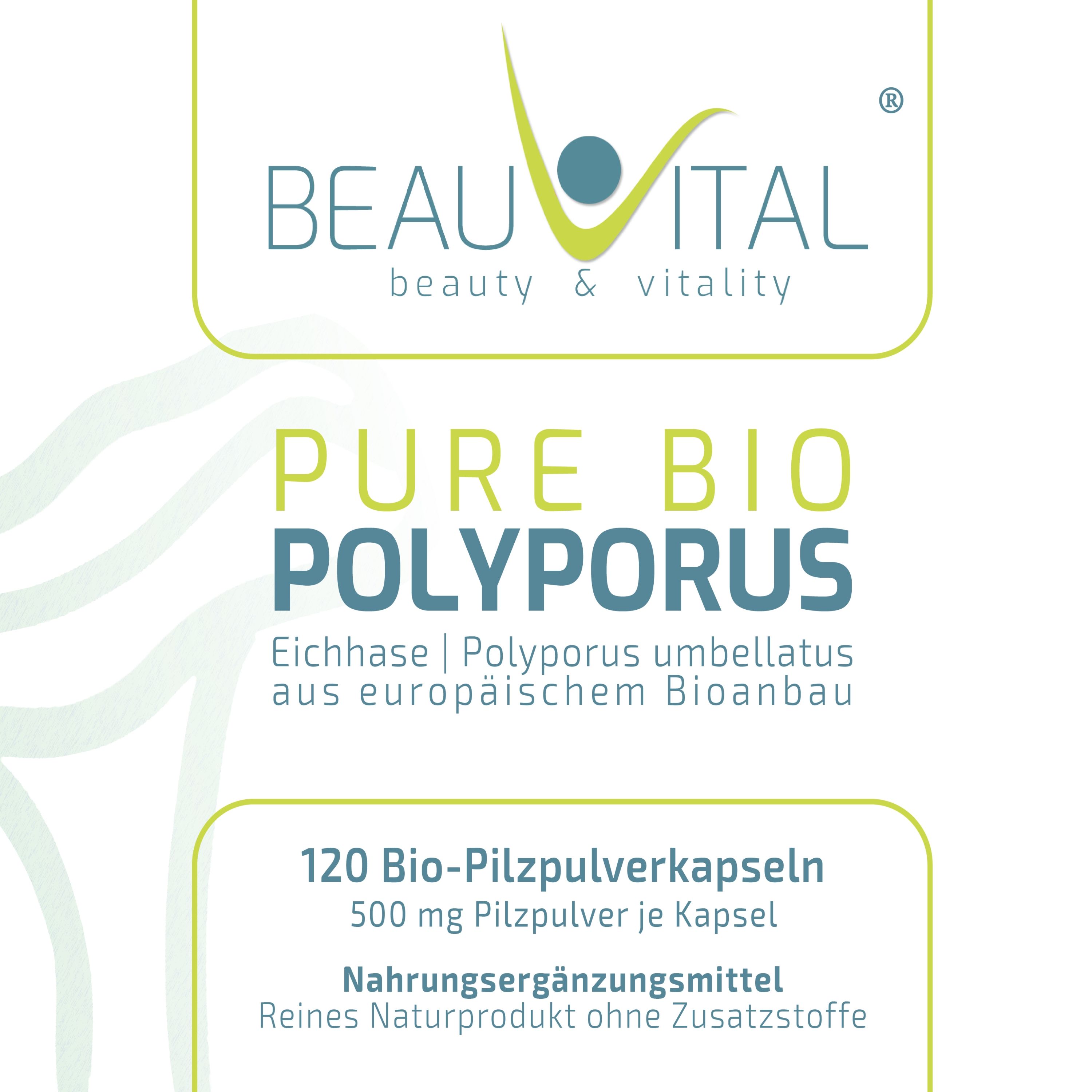 BEAUVITAL® Pure Bio Polyporus Kapseln, Eichhase (Polyporus umbellatus) aus EU-Anbau