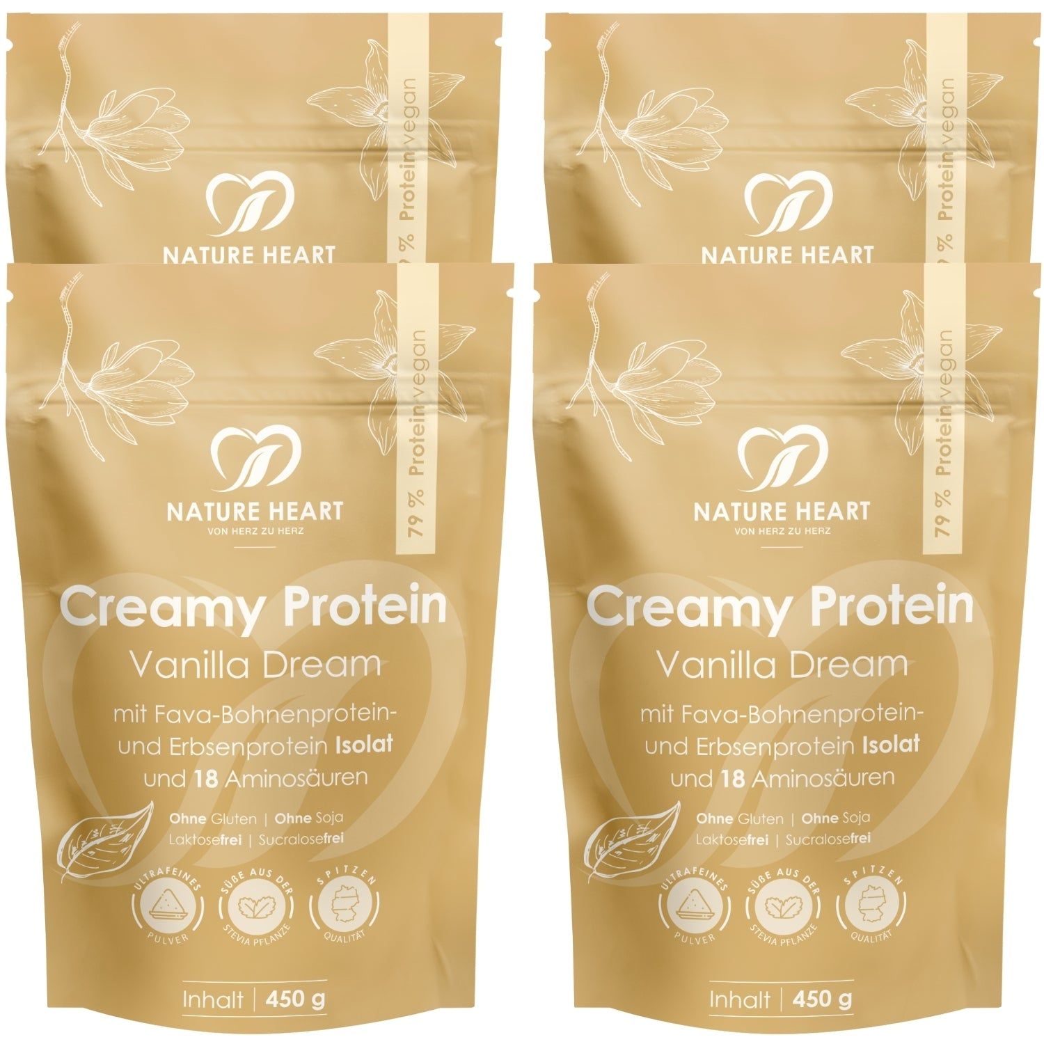 Nature Heart Creamy Protein Vanilla Dream 4x450 g Pulver