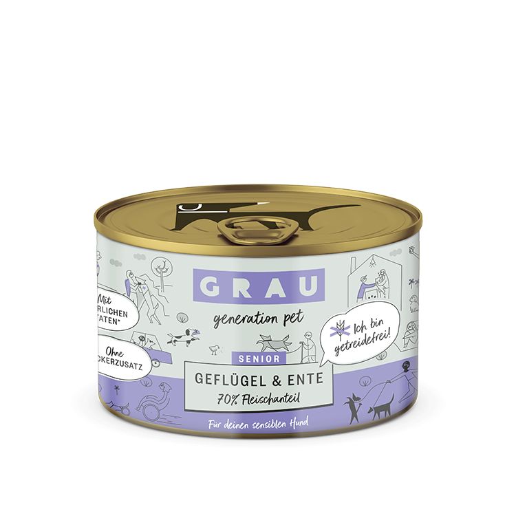 Grau Hund Senior Geflügel & Ente 6x200 g Futter