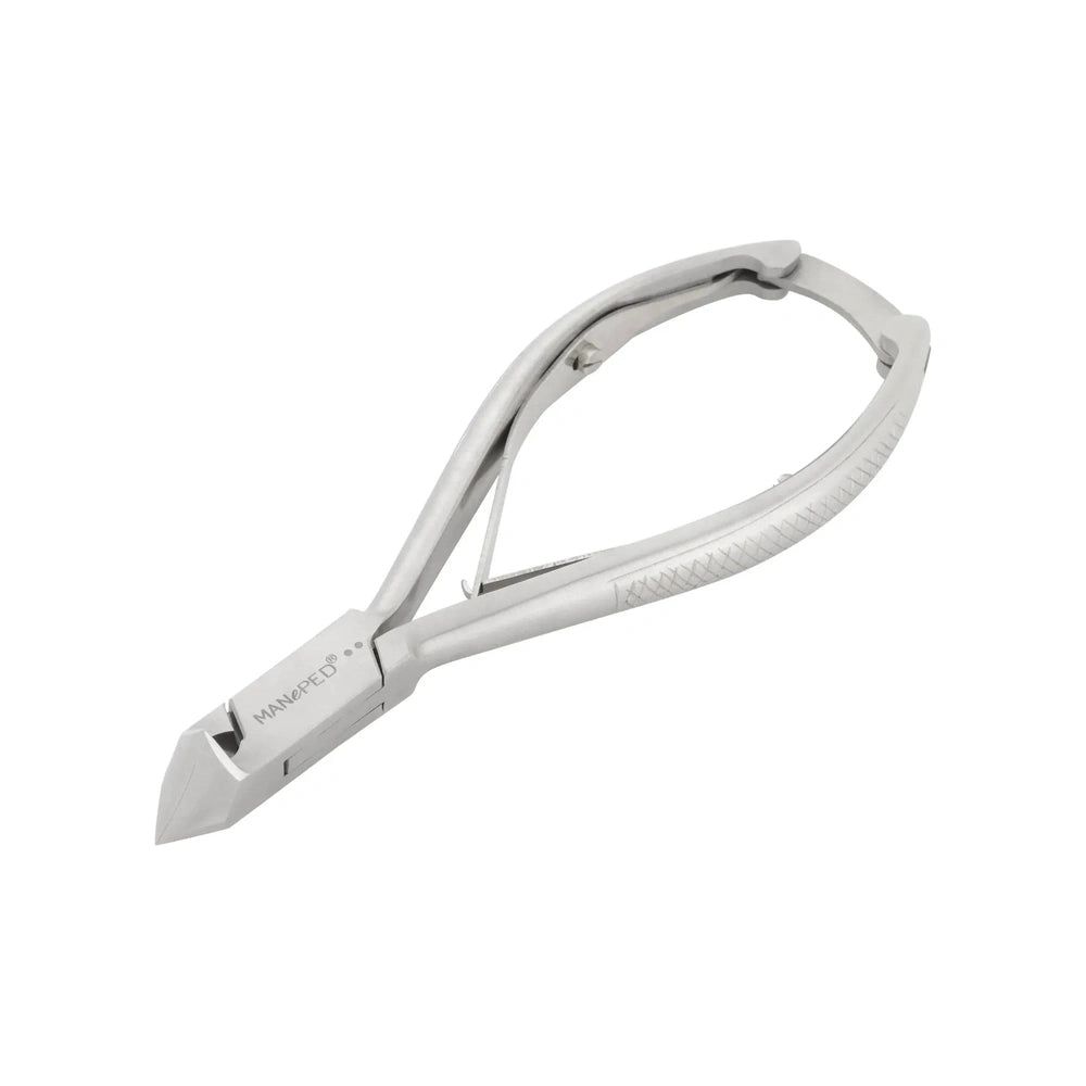 Nagelzange aus Metall. Der Griff ist geriffelt. Der Markenname MANePED ist sichtbar.