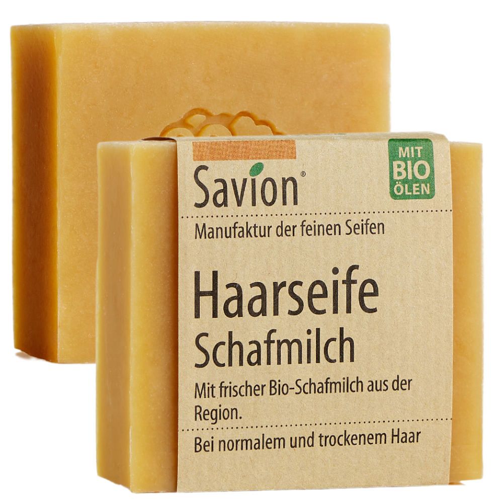 Savion Bio Haarseife Schafmilch für weiches und glänzendes Aussehen bei empfindlicher Kopfhaut