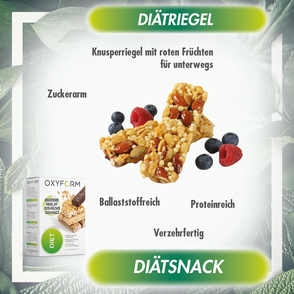 Oxyform Protein-Knusperriegel Rote Früchte Riegel 12 St - Shop Apotheke