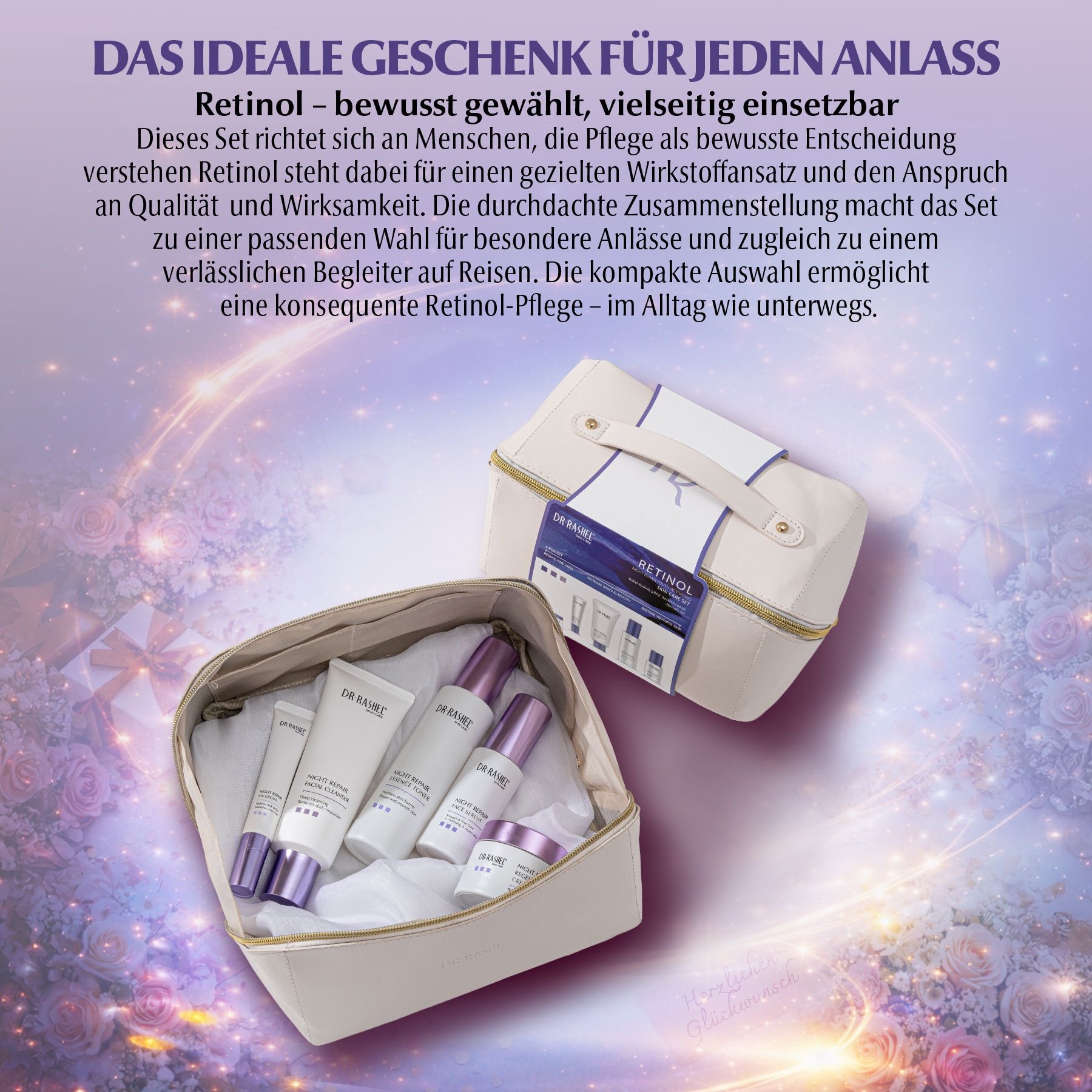 DR RASHEL Gesichtspflege-Set Retinol Anti-Aging Augenserum Cream Cleanser Toner