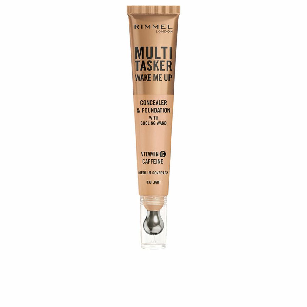 Concealer & Foundation Tube. Rimmel London Multi Tasker Wake Me Up. Mit Kühlstab. Text: Vitamin C, Koffein. Farbton: 030 Light.