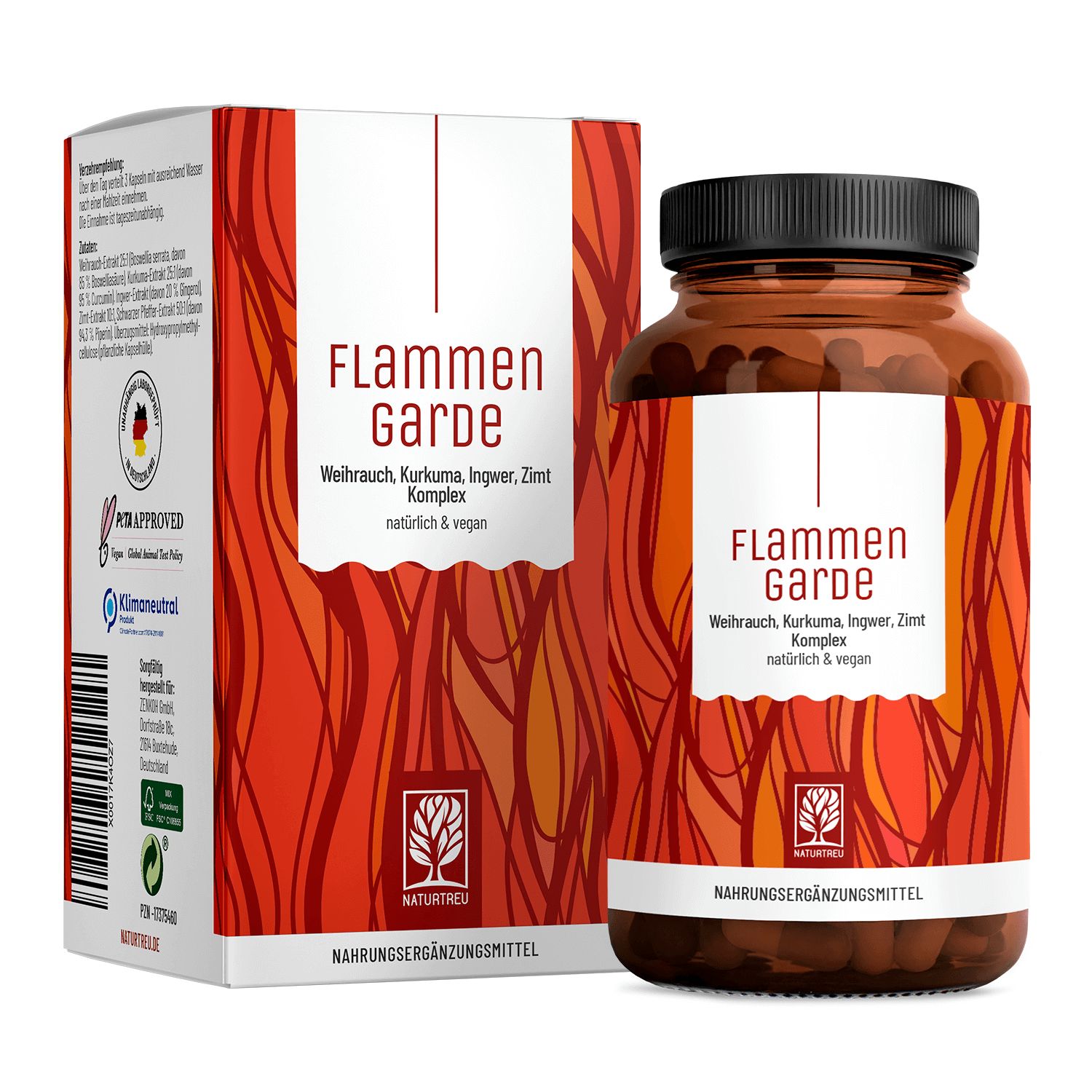 Kurkuma Weihrauch Komplex mit Ingwer und Zimt - Vegan & Hochdosiert - Flammengarde - NATURTREU®