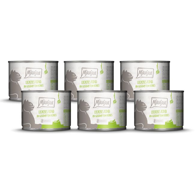 MjAMjAM - leckeres Rind an gedämpftem Kürbis 6x200 g Futter
