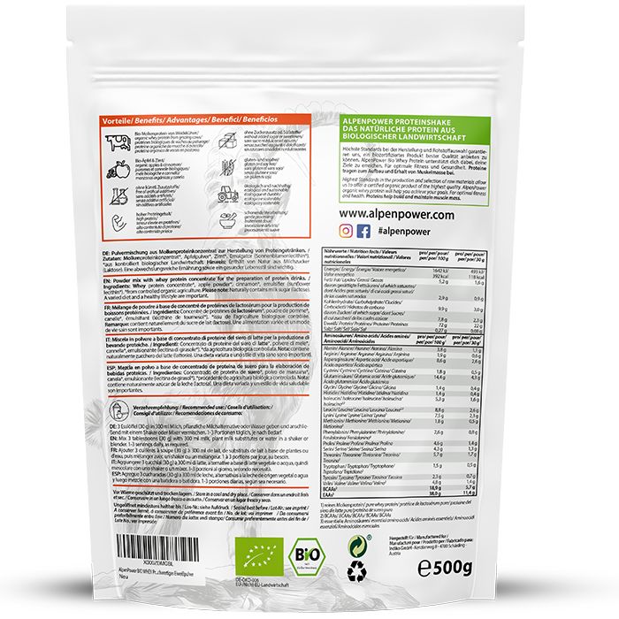 AlpenPower Bio Whey Protein- Apfelstrudel 1000 g Pulver