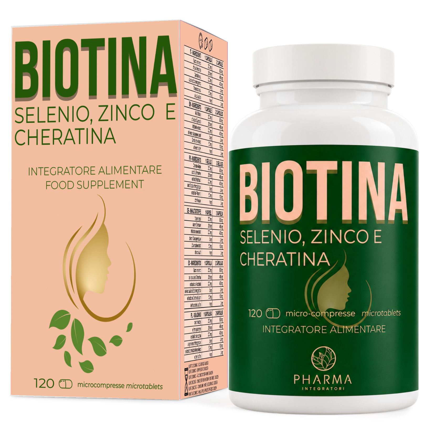 Biotina 450 mcg 900% RDA - Integratore per capelli e unghie con Cheratina, Zinco e Selenio