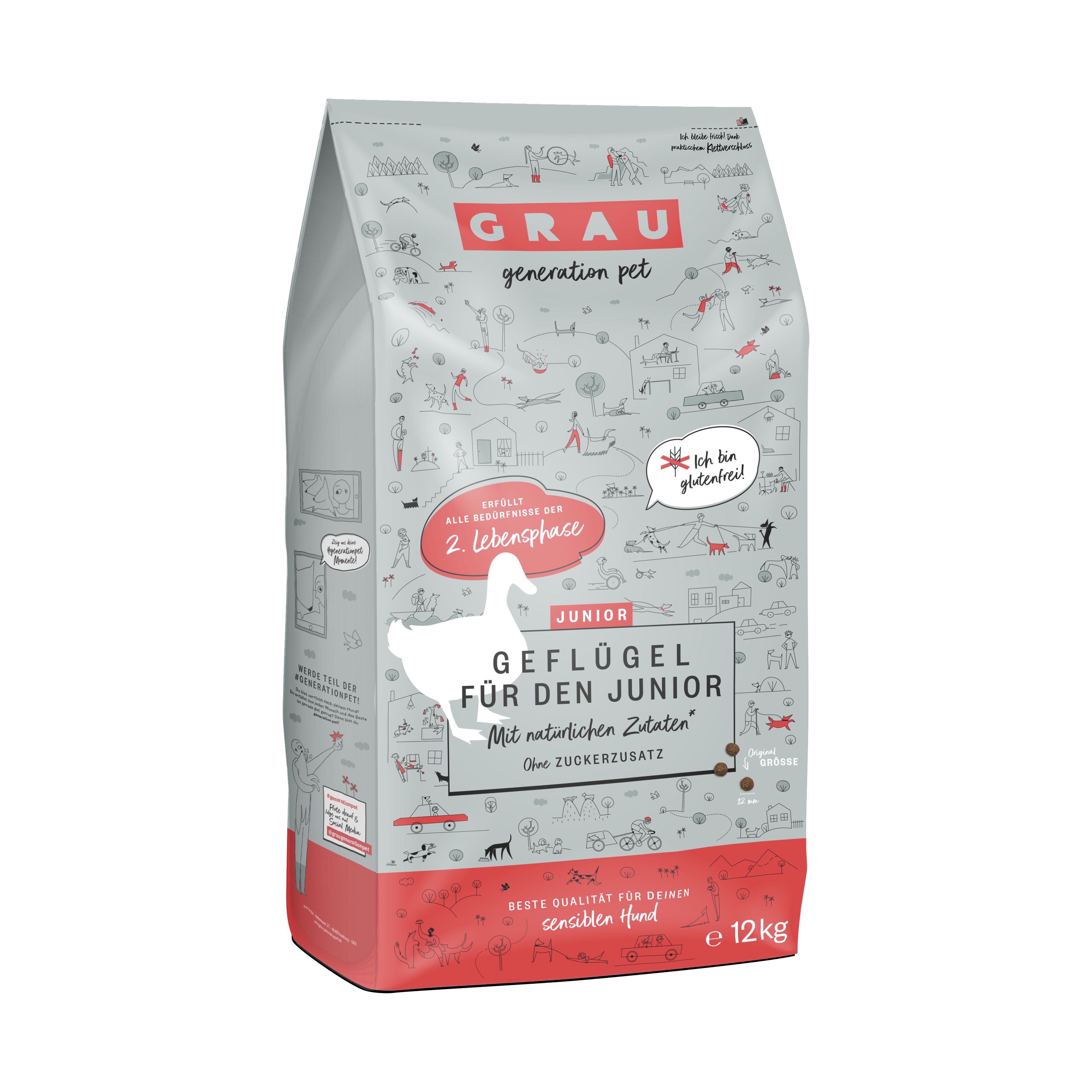 Grau Hund Junior Geflügel 12 kg Futter