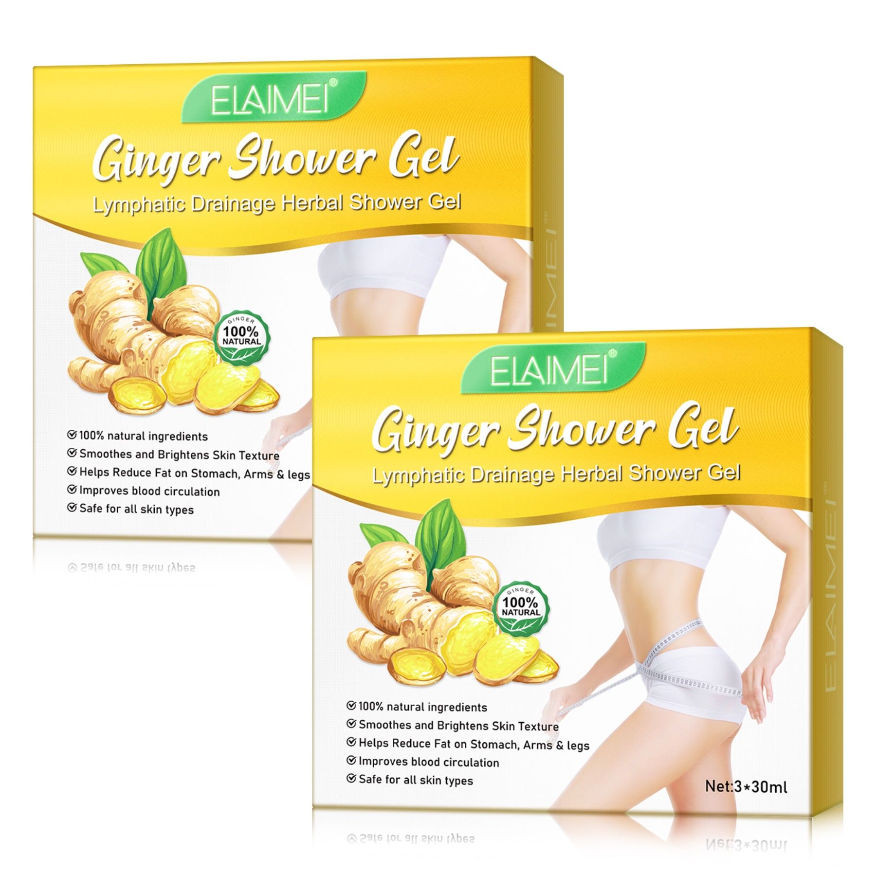 P-Beauty Ingwer Duschgel für Lymphdrainage und Körperpflege mit Rosmarin 2x90 ml