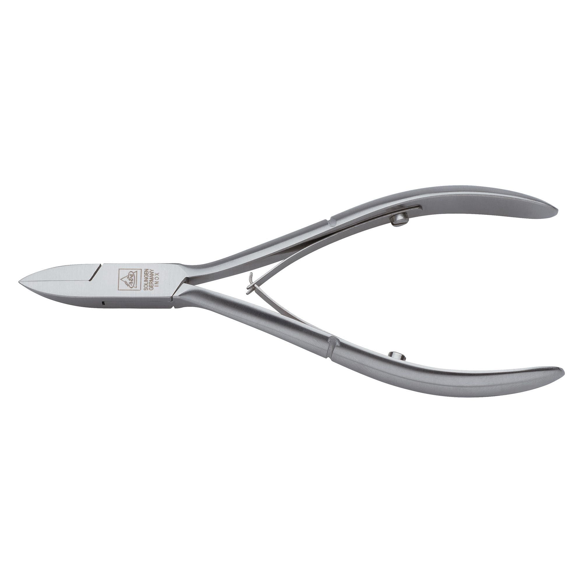 Nagelzange, silberfarben. Eckenzange. Marke ERBE. Metall. Ergonomische Griffe. Klingen für präzisen Schnitt.