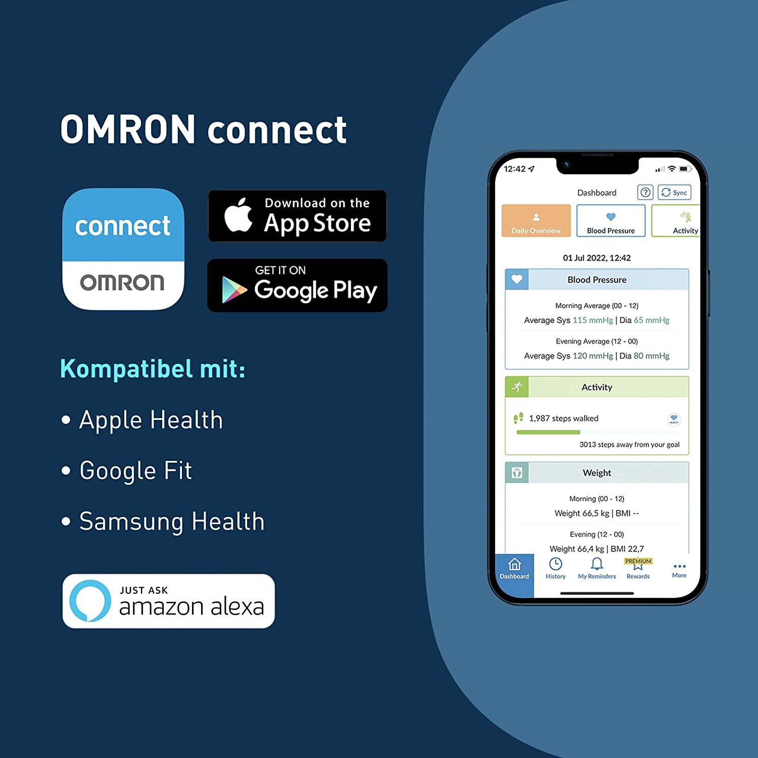 OMRON Smart Automatisches Blutdruckmessgerät Oberarm, klinisch validiert