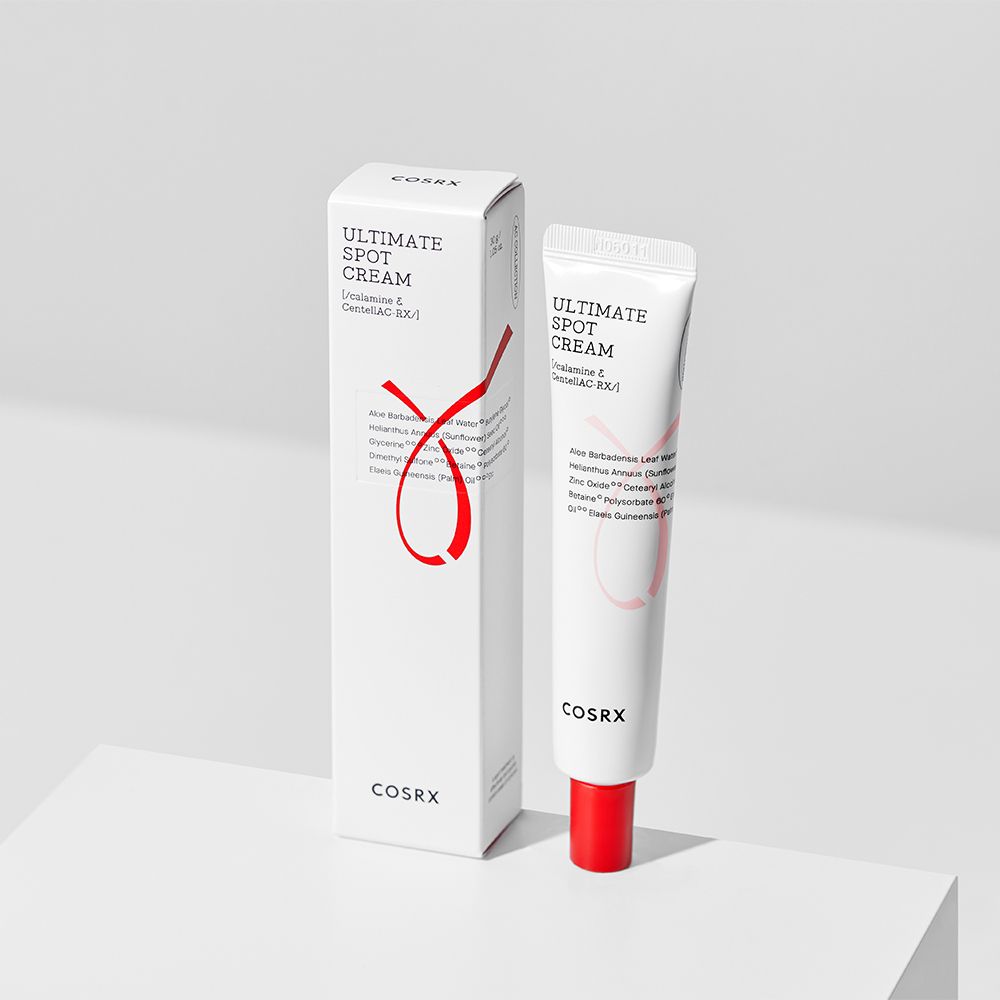 COSRX AC Collection Ultimate Spot Cream Tube und Karton.