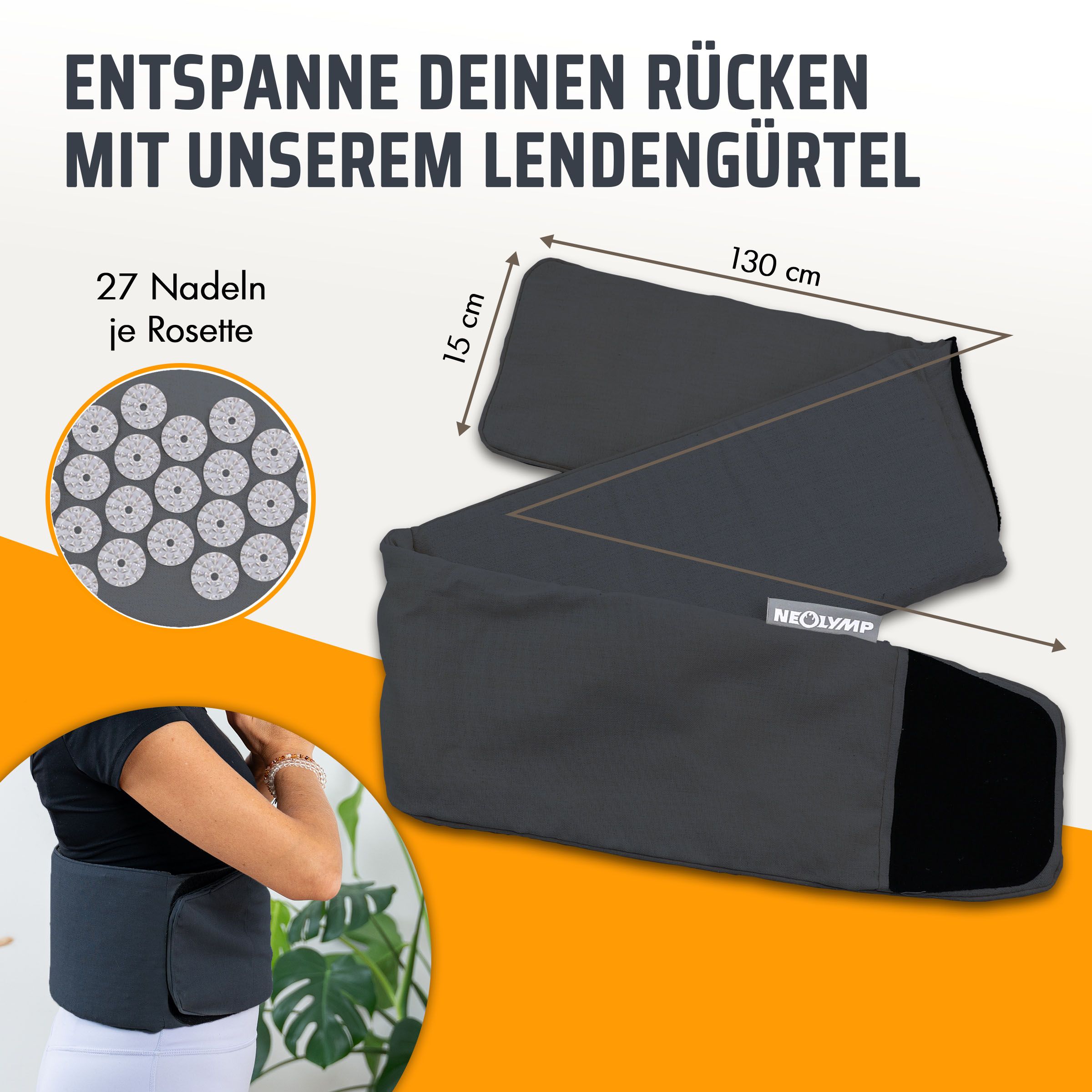 NEOLYMP Akupressur Lendengürtel Grau