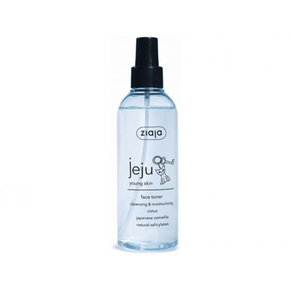 Ziaja Jeju Gesichtswasser, 200ml, transparente Flasche mit schwarzem Sprühkopf.
