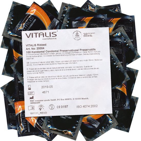 Vitalis PREMIUM *Ribbed* Kondome mit Rippen für erregende Gefühle, Maxipack