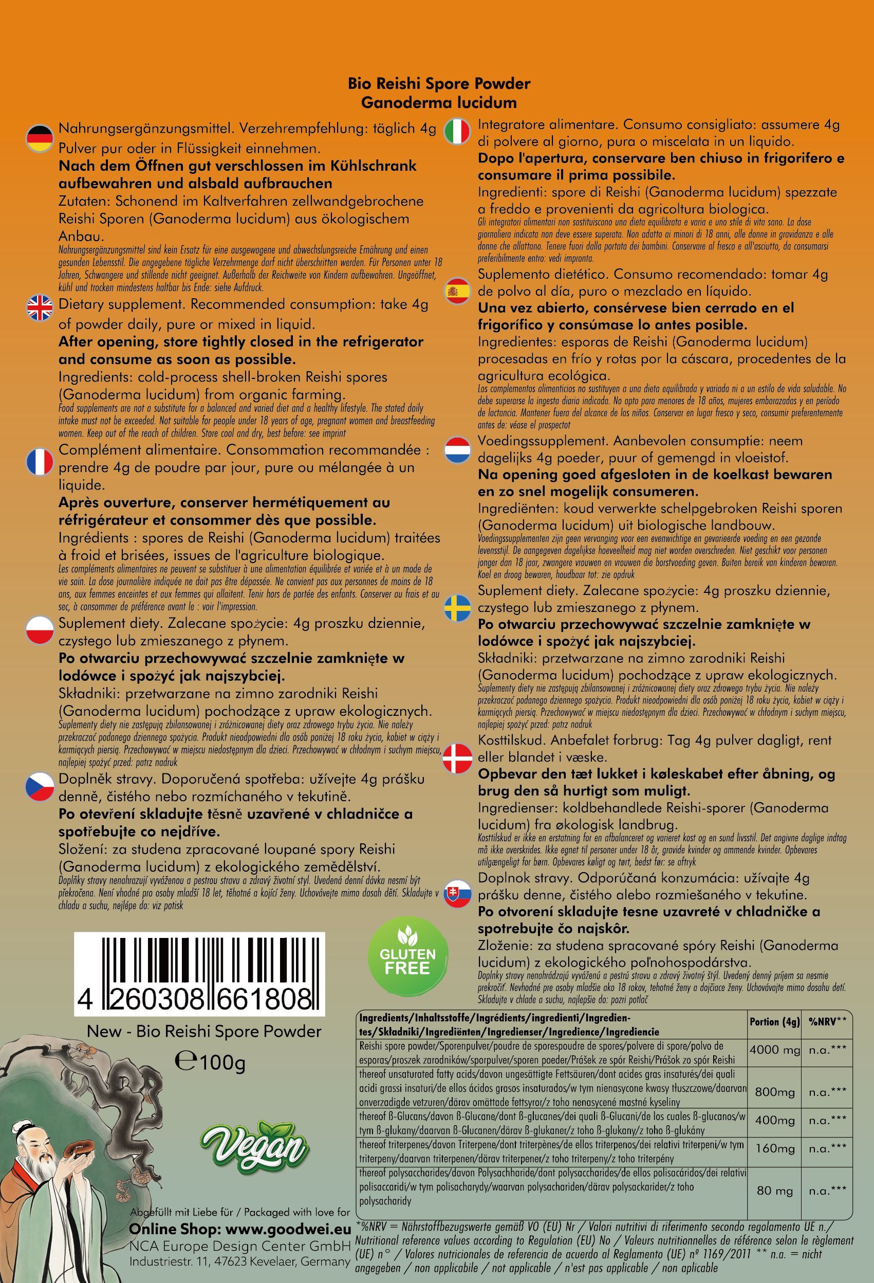 Goodwei Reishi Sporenpulver - Ganoderma Lucidum Vitalpilz