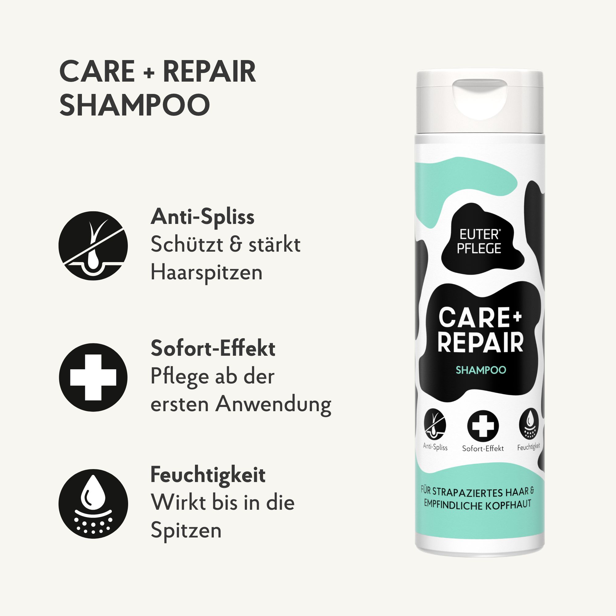 EUTERPFLEGE Care + Repair Shampoo, empfindliche Kopfhaut & strapaziertes Haar