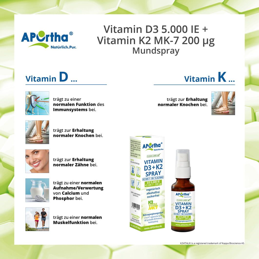 APOrtha® Vitamin D3 5.000 IE + Vitamin K2 MK-7 200 µg — Mundspray