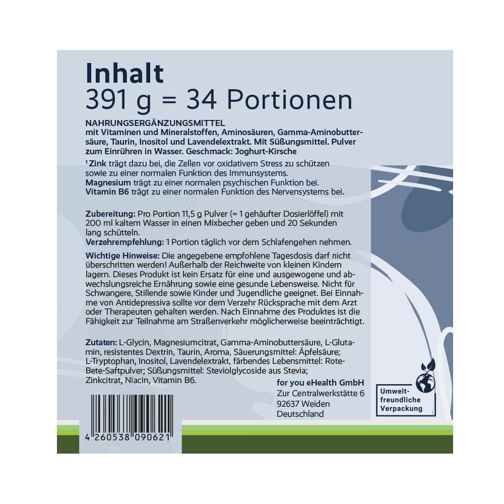 Rückseite der Dose. Text: Nährwertangaben, Zutaten, Zubereitung, Verzehrempfehlung, Warnhinweise. Logo für umweltfreundliche Verpackung. Herstelleradresse.