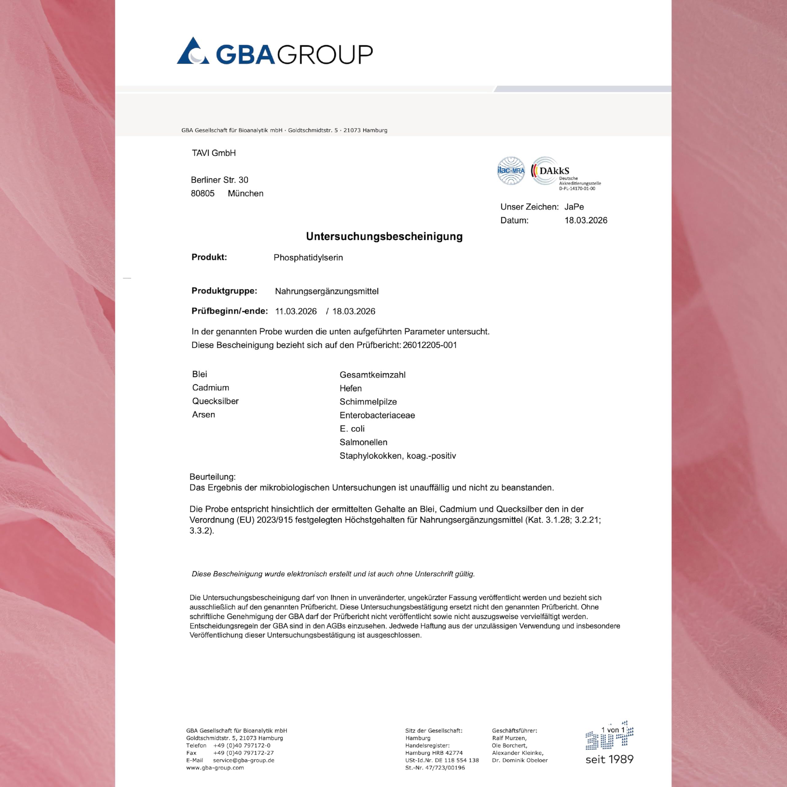 TAVI® Phosphatidylserin Kapseln (PS aus Sojalecithin)