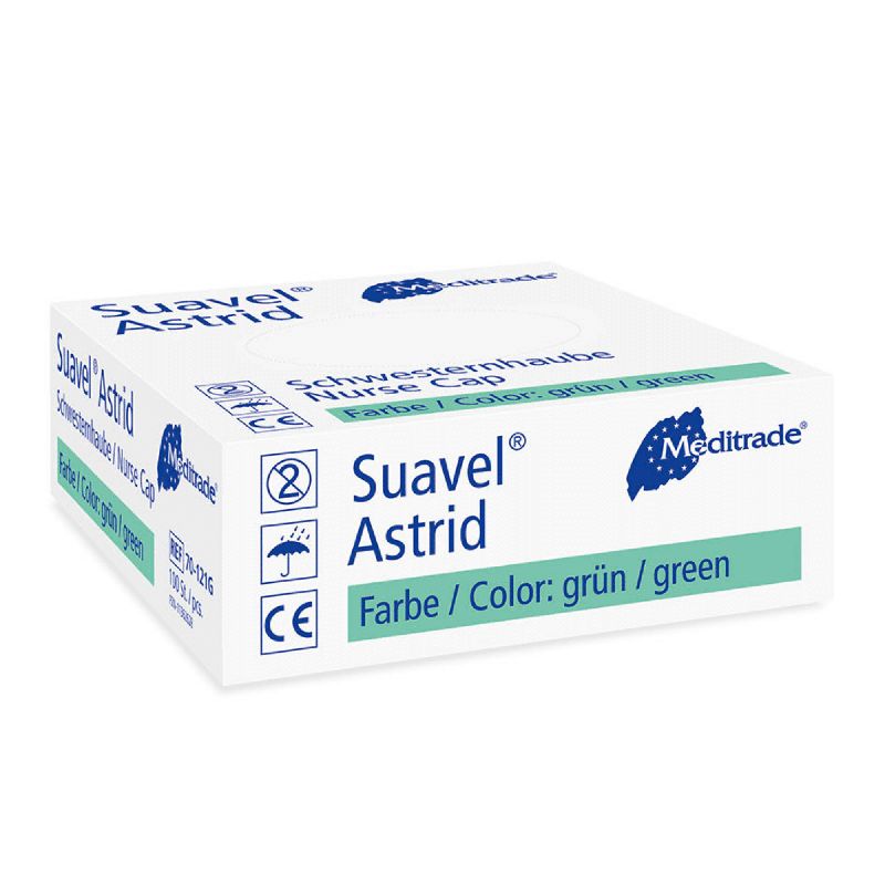 Meditrade Suavel Astrid Nurse Cap Verpackung, grün. Enthält 2 Stück.