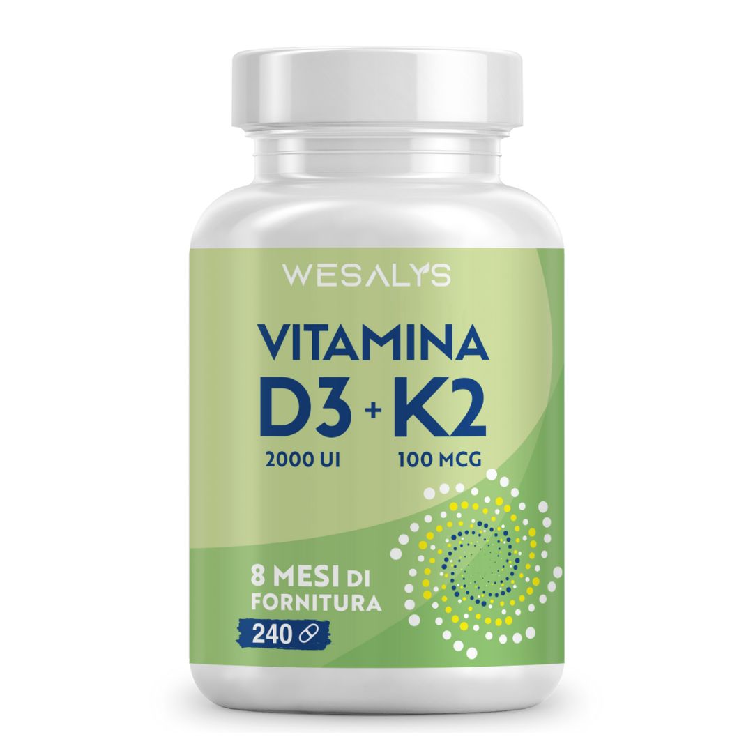 WESALYS® Vitamina D3 K2- Integratore alimentare per il Benessere delle Ossa e Sistema Immunitario